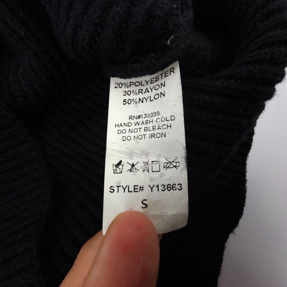 MODERN CITIZEN Fold Over Sweater Dress Ribbed Knit Off Shoulder Midi Black Small - Picture 6 of 6